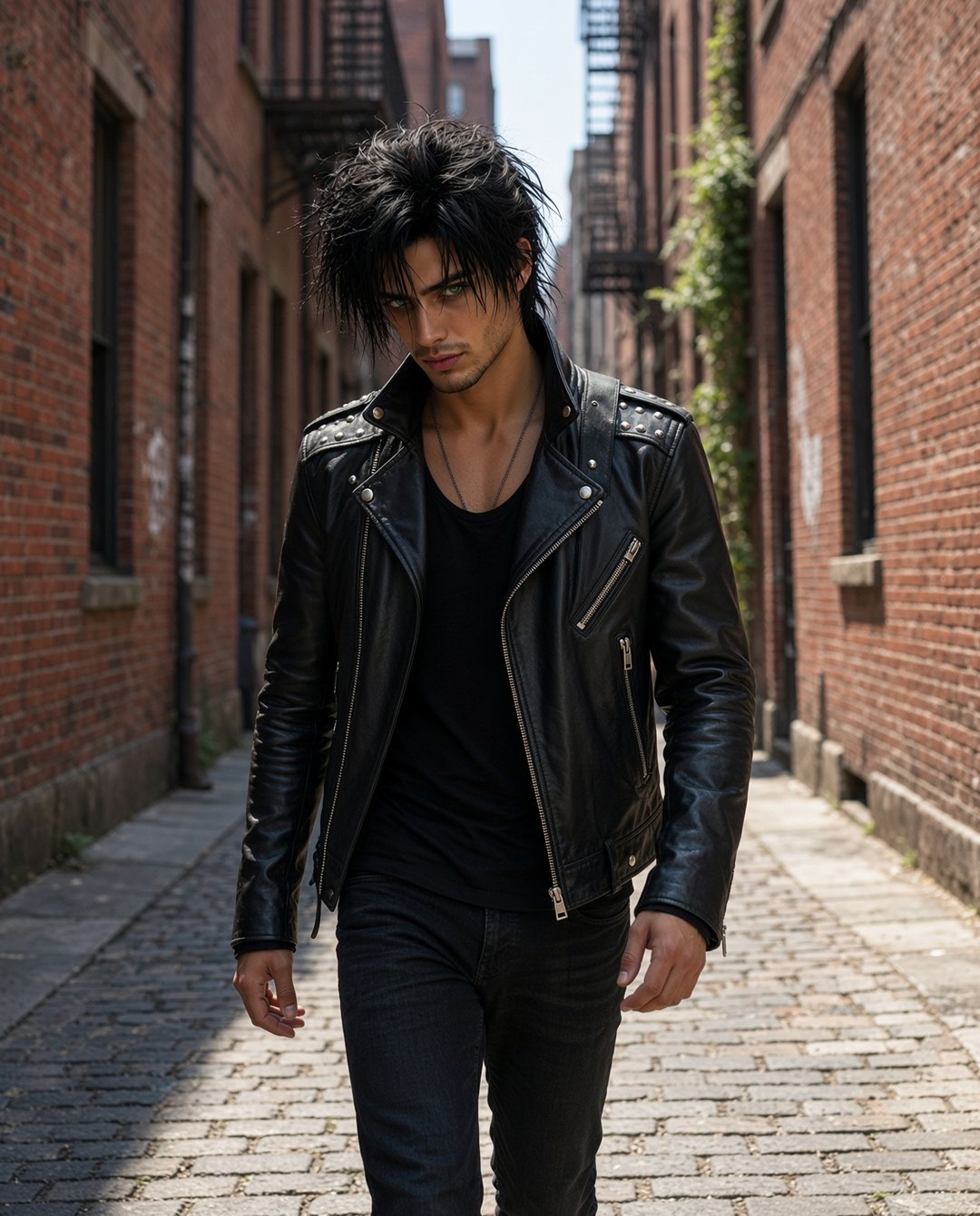 Rafe Dalton in a brick alley in daylight