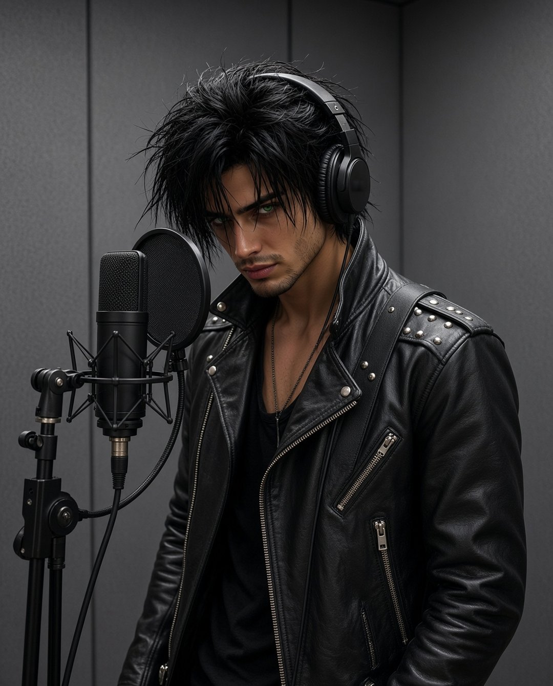Rafe Dalton in a studio vocal booth with headphones